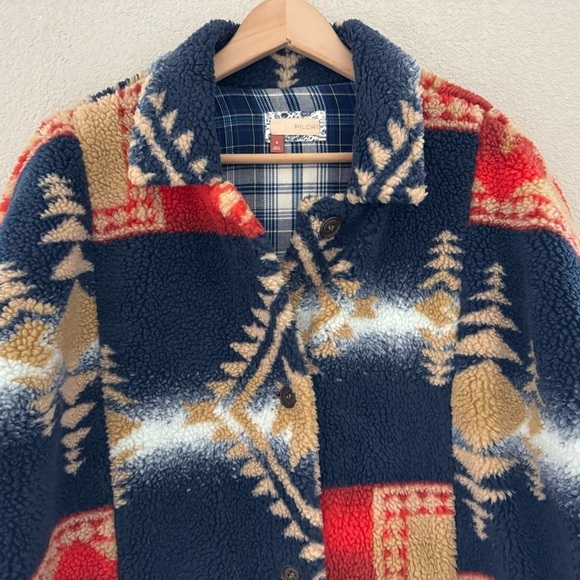 Anthropologie Pilcro Leopard Duster Jacket Sherpa Southwestern Country Boho Med - Picture 6 of 16